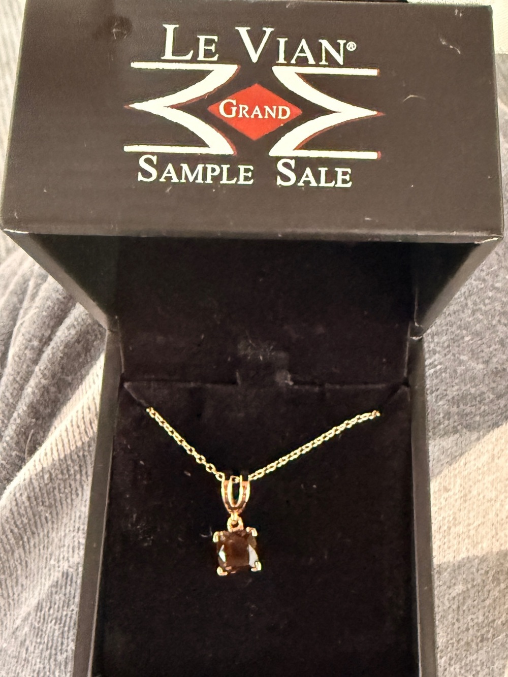 LE Vian Rose Gold Smoky Quartz Pendant Necklace - one carrot, chocolate quartz,
